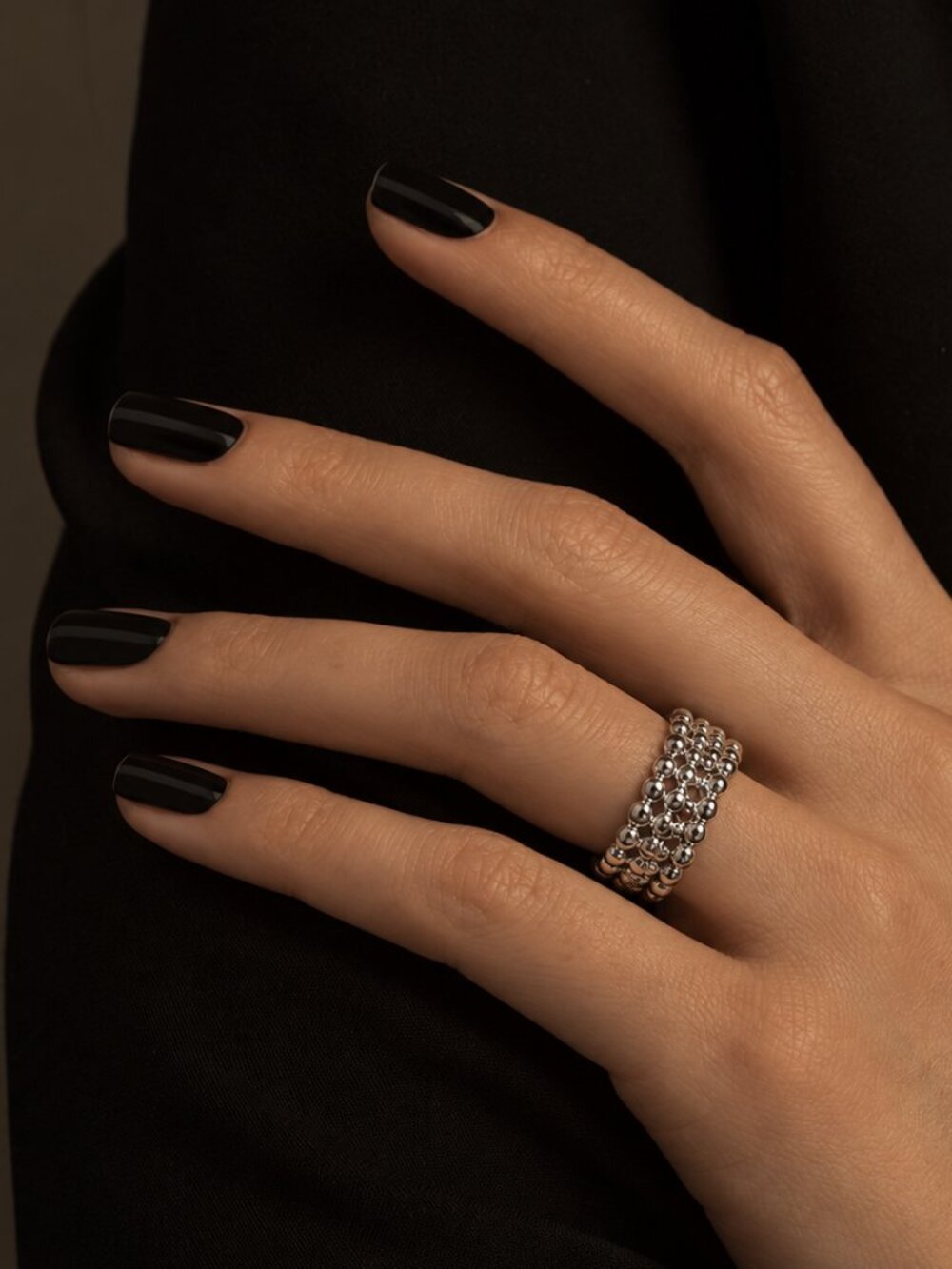 925 Sterling Silver Beaded Bubble Ring
